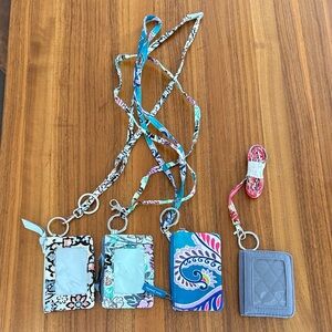 EUC Vera Bradley Patterned Lanyard ID wallet Holders Set of 4